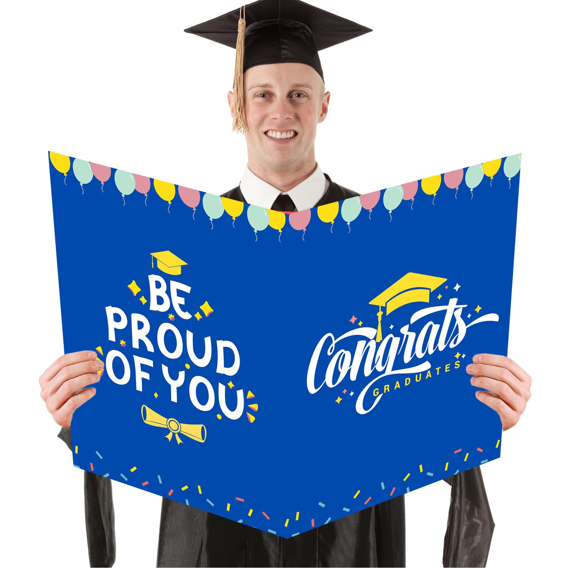 Large Graduation Card 2026 Blue, Jumbo Graduation Guest Book with Envelope, Class of 2026 Decorations Card, We Are So Proud of You 19.7 x 12.6 inch