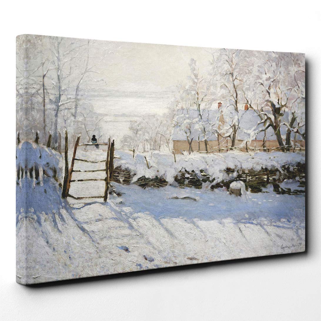 Claude Monet The Magpie Canvas Print | Gallery Wrapped 30mm Frame Wall Art | 30x20 inches | Ready to Hang | Modern Picture | Living Room Bedroom Lounge Office
