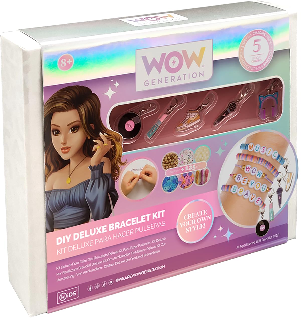 WOW GENERATION Deluxe DIY Jewellery Kit for Kids Customizable Design, Profession-Themed Charms, Colourful - Image 2