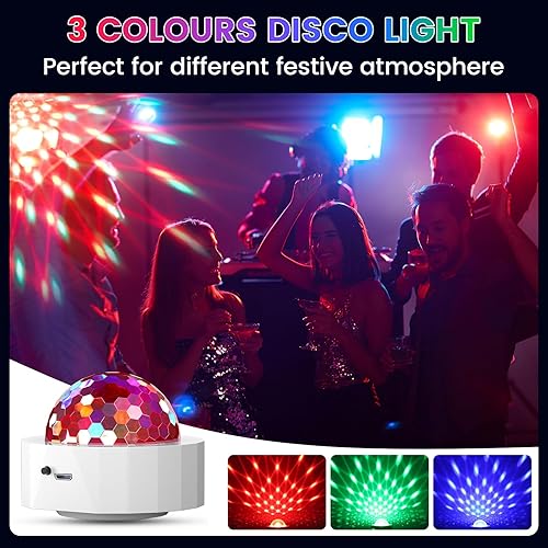 Miniatura 2 de Luces de discoteca para fiestas, 2 piezas de mini bola de discoteca multicolor, luces de discoteca portátiles activadas por sonido, luces LED de