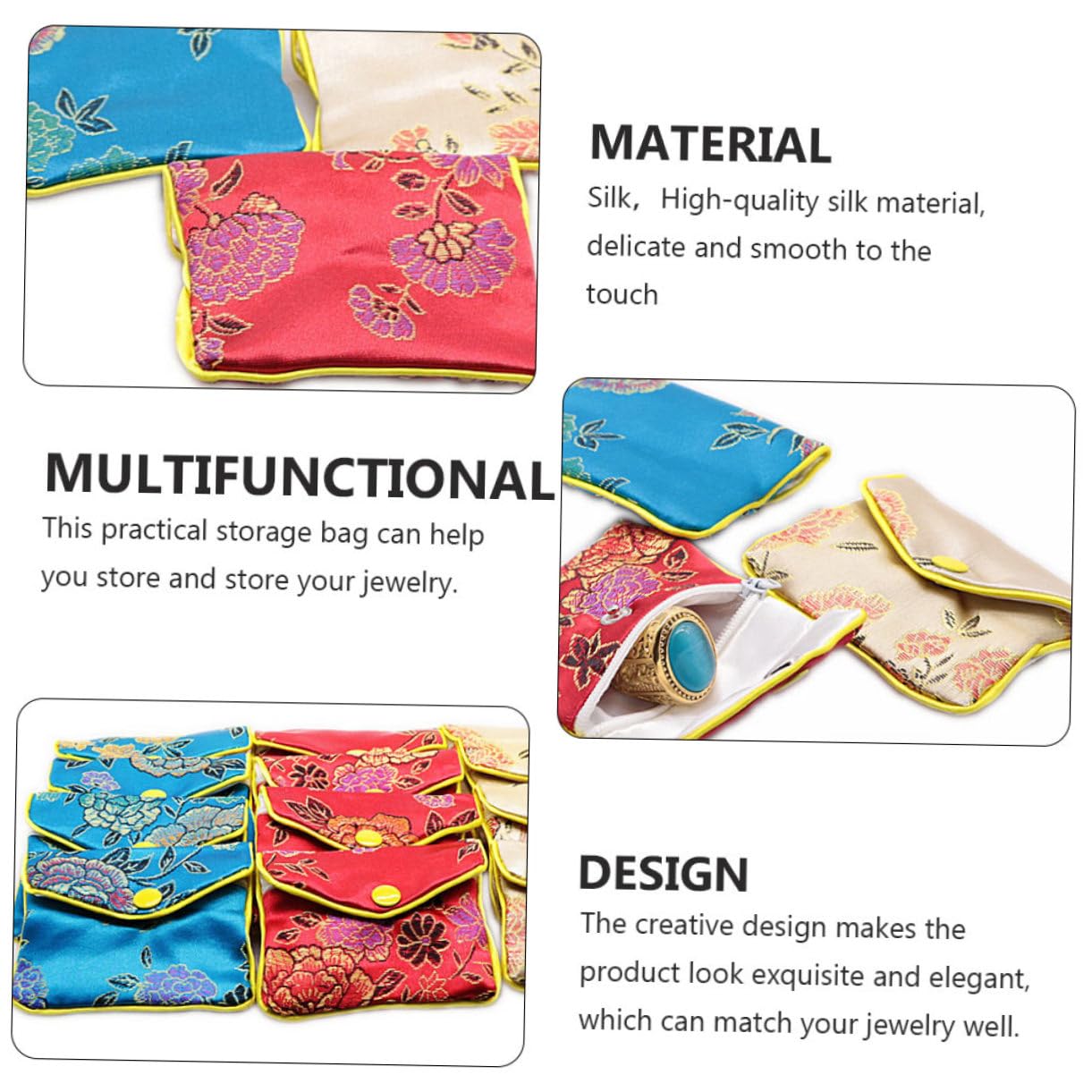 3 Sets Schmuckbeutel Mit Schnalle Seidenornamente Beutelmaterial Zur Aufbewahrung Von Schmuck 12 Stück * 3