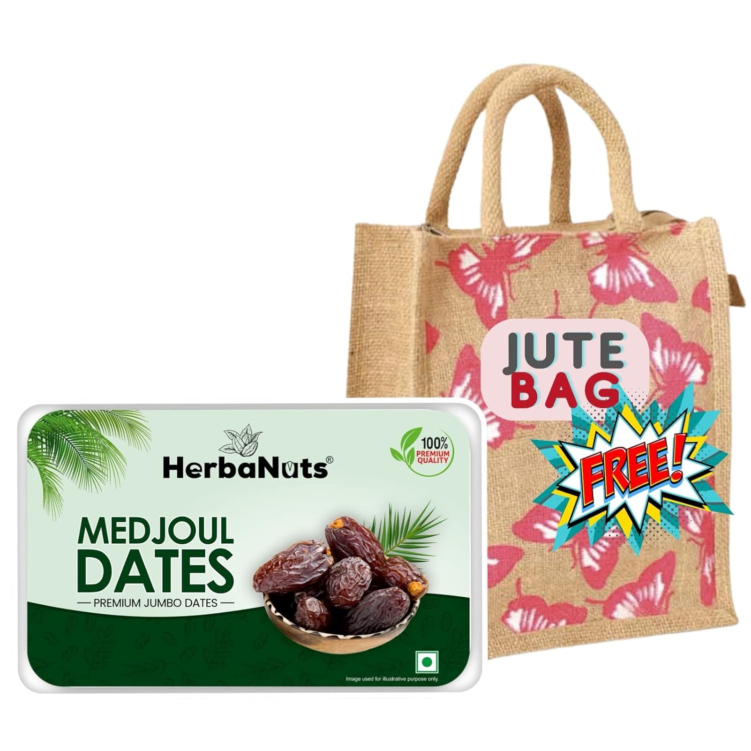 Herbanuts Premium Medjool Dates 1Kg, Original Organic Fresh, Sweet & Natural Mejdoul Dates