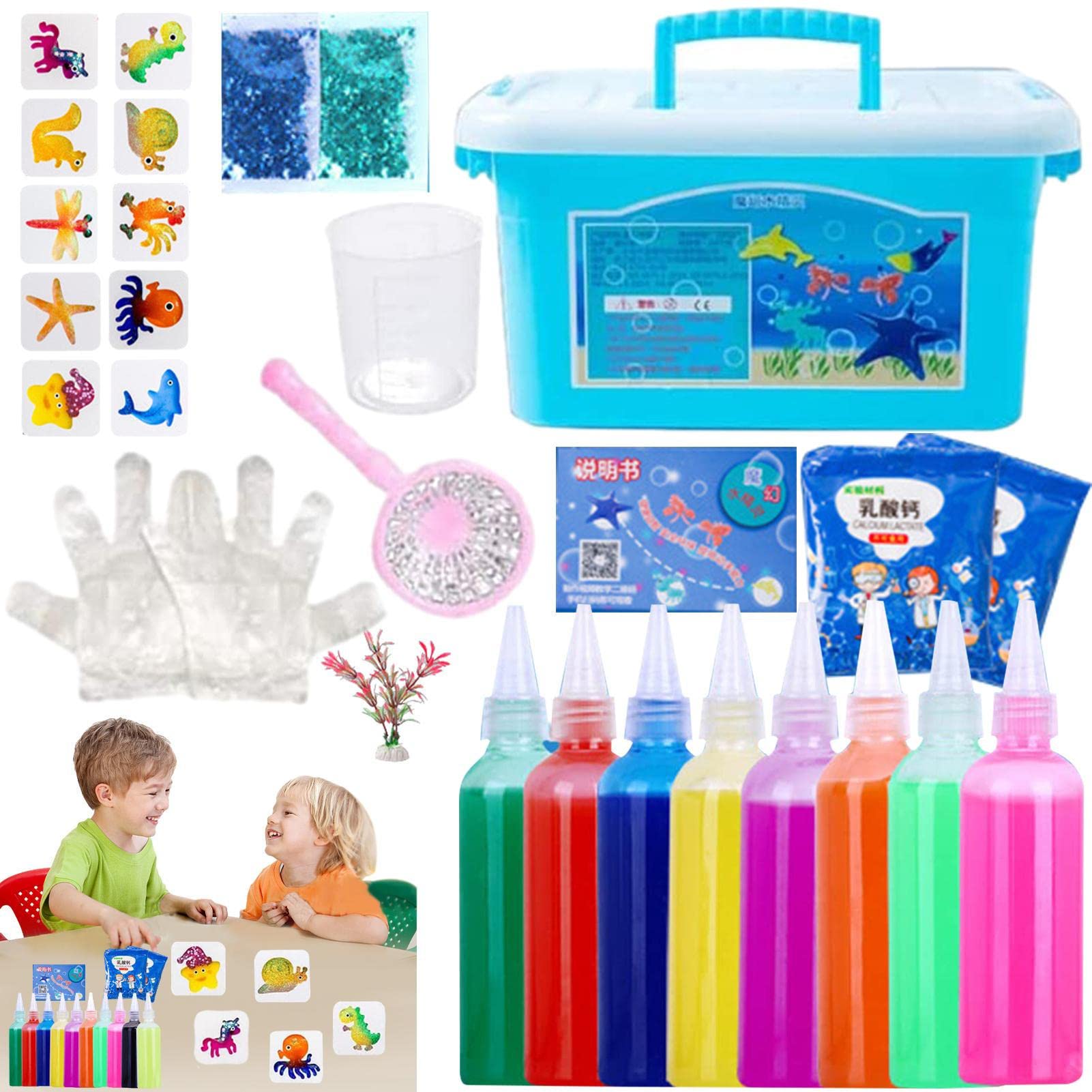 8 Color Magic Water Toy Set Handmade Magic Gels Sensory Toys Creative Magic Gels Mold Kit Make Your Own Fantastic Colorful Water Gels Toy Figures, Handmade Science Experiment Kit
