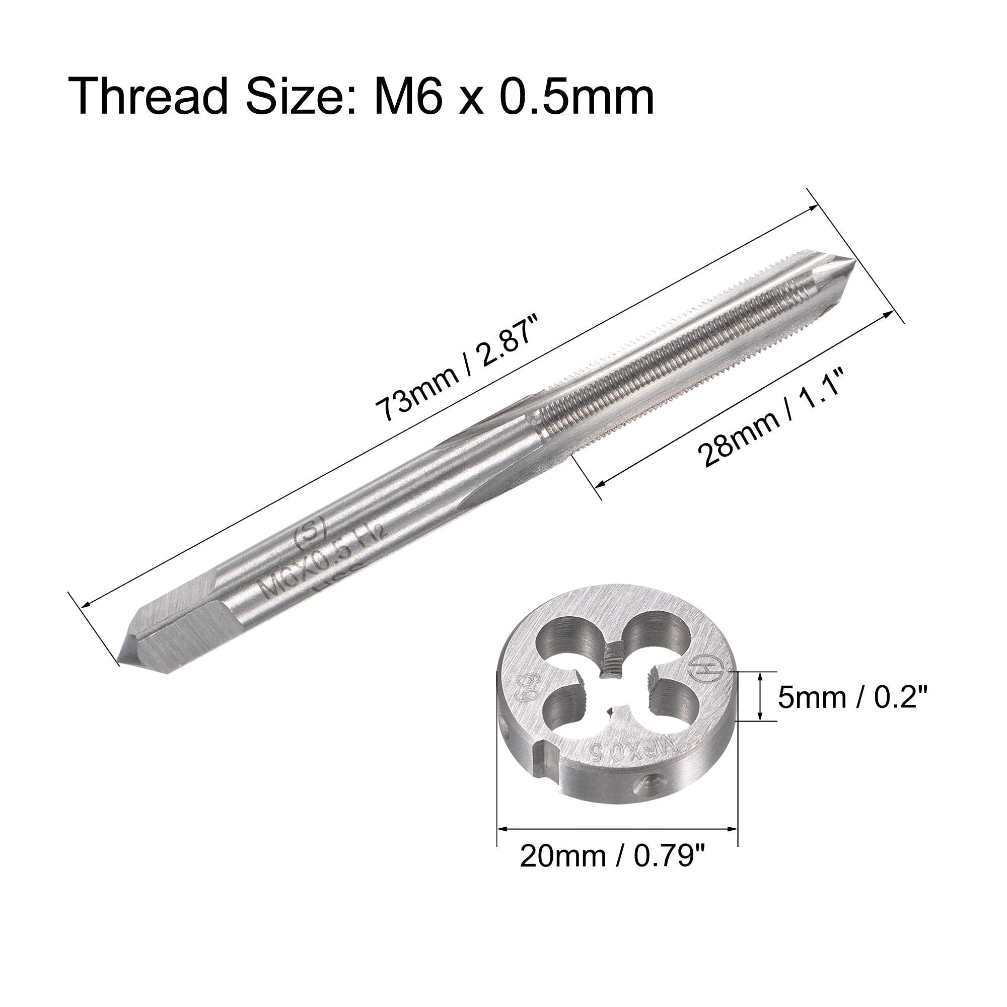 TOP-VIGOR M6 x 0.5mm Metric Tap and Die Set, Machine Thread Screw Tap with Round Threading Die - Image 2