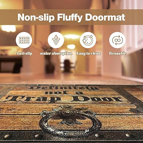 Miniatura 7 de YNGCHNG Felpudo decorativo  Definitivamente no es una trampa para puerta, diseño vintage novedoso, cálido tapete de bienvenida, antideslizante y
