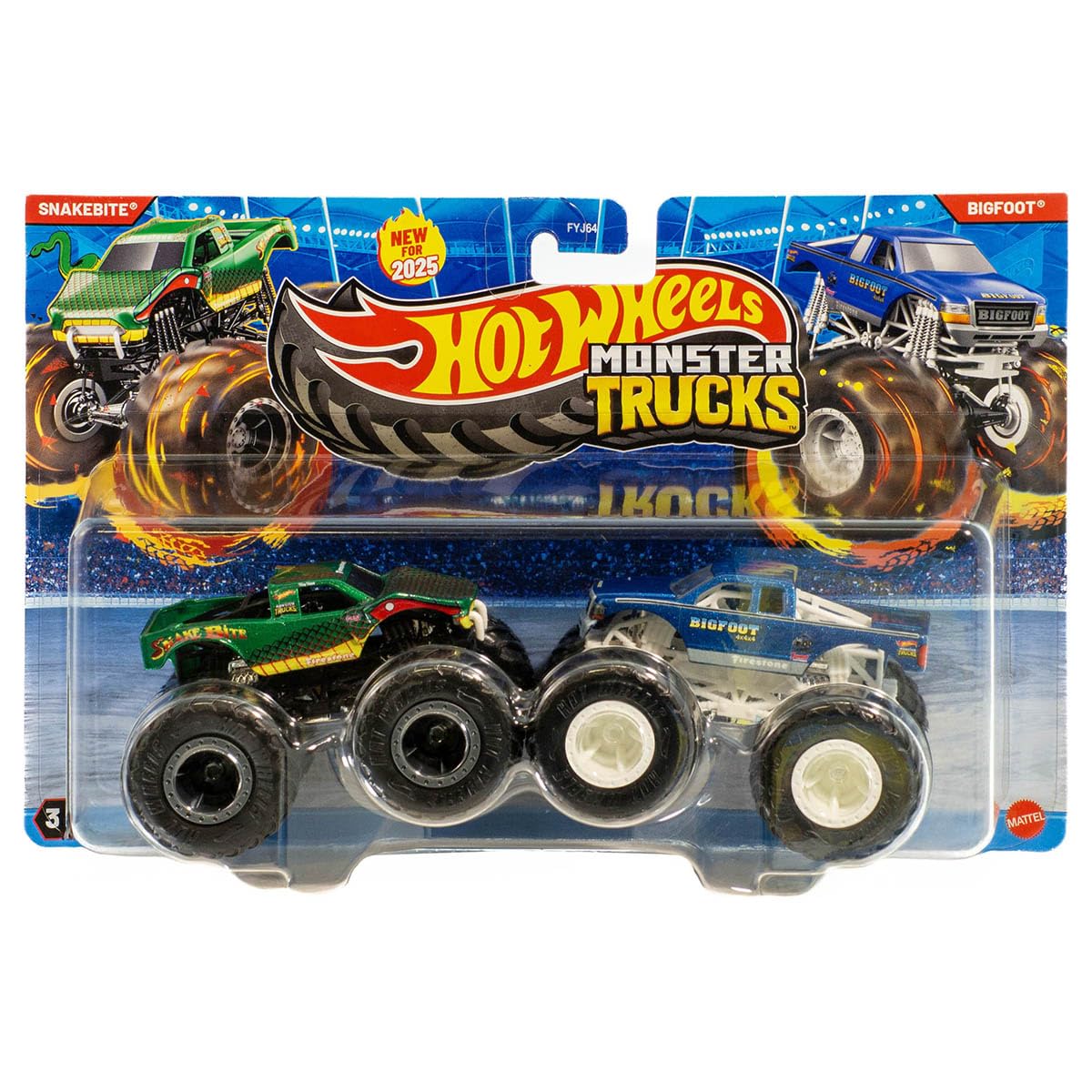 Hot Wheels Monster Trucks Snake Bite Vs Bigfoot Demolition Doubles