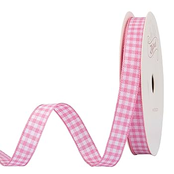 チェック柄リボン　ピンク Amazon.co.jp: 【Zofrud】チェックリボン幅9mm x 9m巻