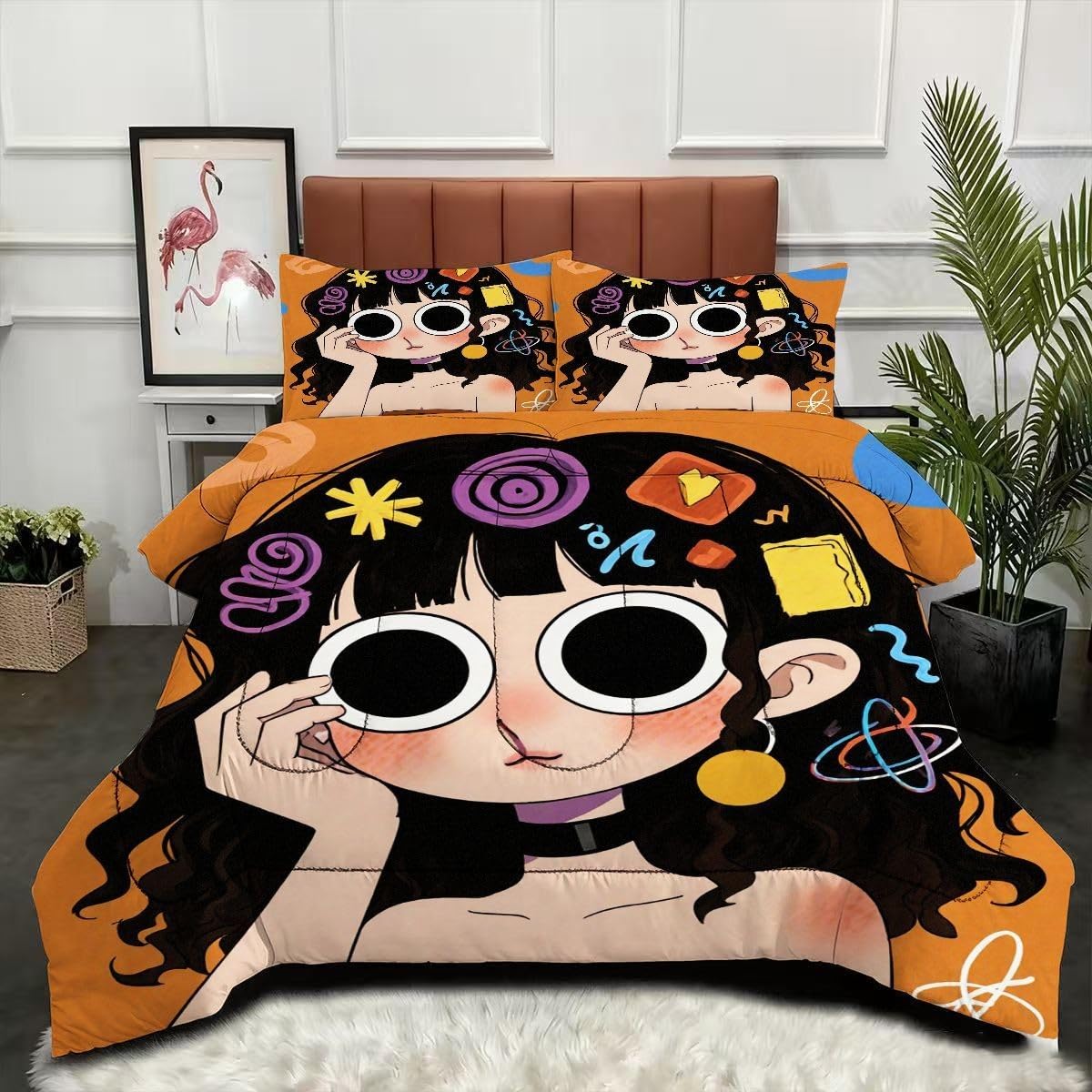 Nórdico de Tamaño Gigante | Chica Dibujo Animado, Edredón Mullido y Transpirable, Sustituto Edredón de Plumas, con 2 Fundas de Almohada, para Cama de 180 cm_A17028