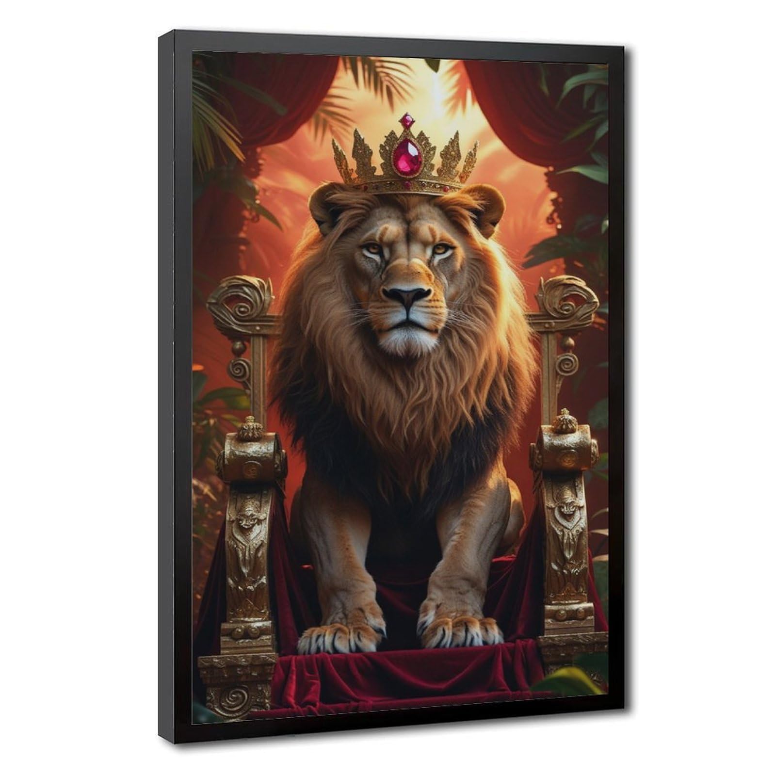 Bareronor The Lion Is on The Throne Canvas Poster Bedroom Decor Landscape Office Room Decor Gift 16" L X 24" W