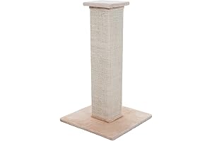 PETMAKER 27.75-Inch Cat Scratching Post with Sisal Burlap Fabric and Carpeted Base (Beige)