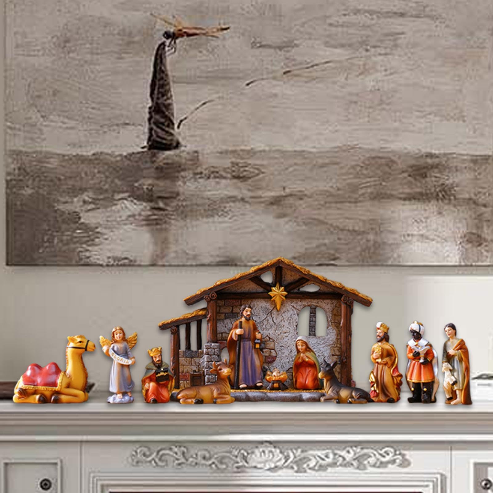 Navideño, Decoración de Interiores, Escenas Navideñas Coleccionables para Mesa.