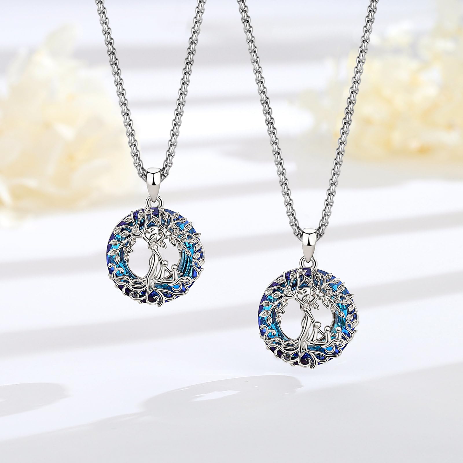 AEONSLOVE Colgante Árbol de la Vida Plata de Ley 925 para Madre e Hija Collar Arbol de la Vida Mujer con Cristal Turquesa Malaquita Collares el Arbol de la Vida Regalos Dia de la Madre