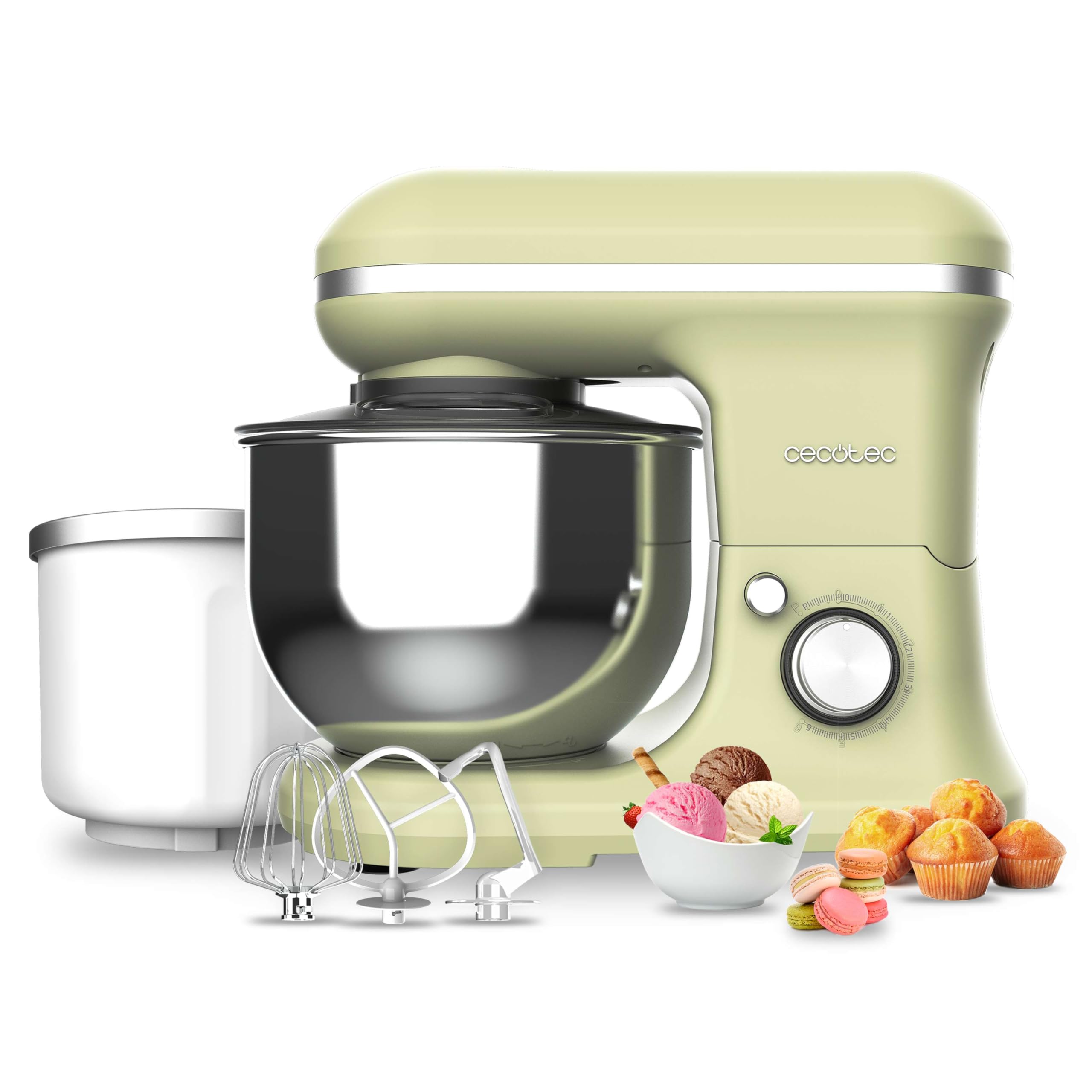 Recensione Cecotec Frullatore Impastatore Cecomixer Merengue 5L 1200 Ice-Cream Verde. 1200 W, 5 Funzioni, Ciotola in Acciaio da 5 L e Accessori per Sbattere e Impastare, Include Funzione per Fare il Gelato