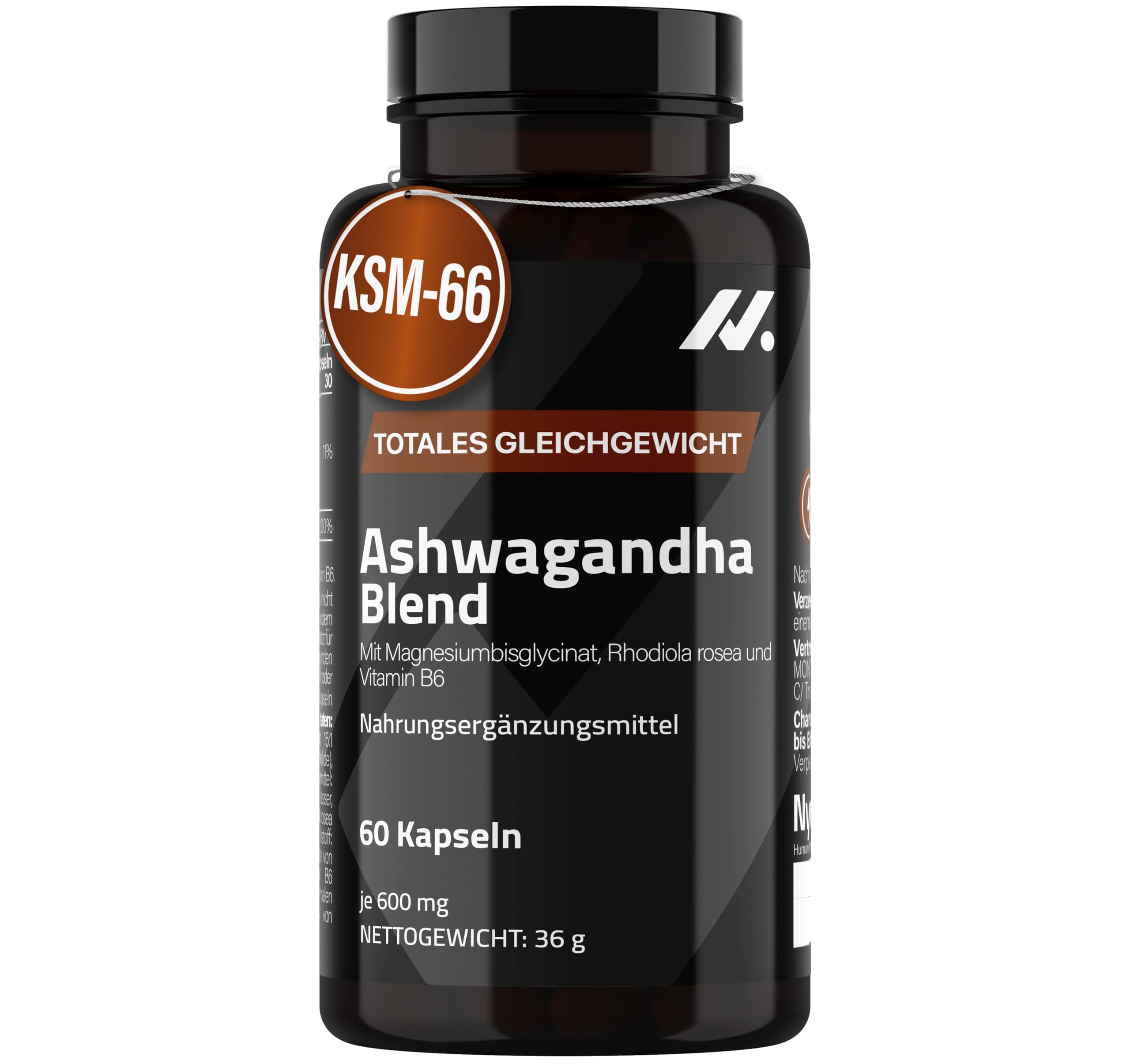 Ashwagandha Blend KSM-66 ®, Rhodiola & Magnesium Bisglycinat – Hochdosierte Kapseln mit Vitamin B6 – Anti-Stress & Cortisol Balance Komplex – Schlaf, Energie & mentale Klarheit – 60 vegane Kapseln