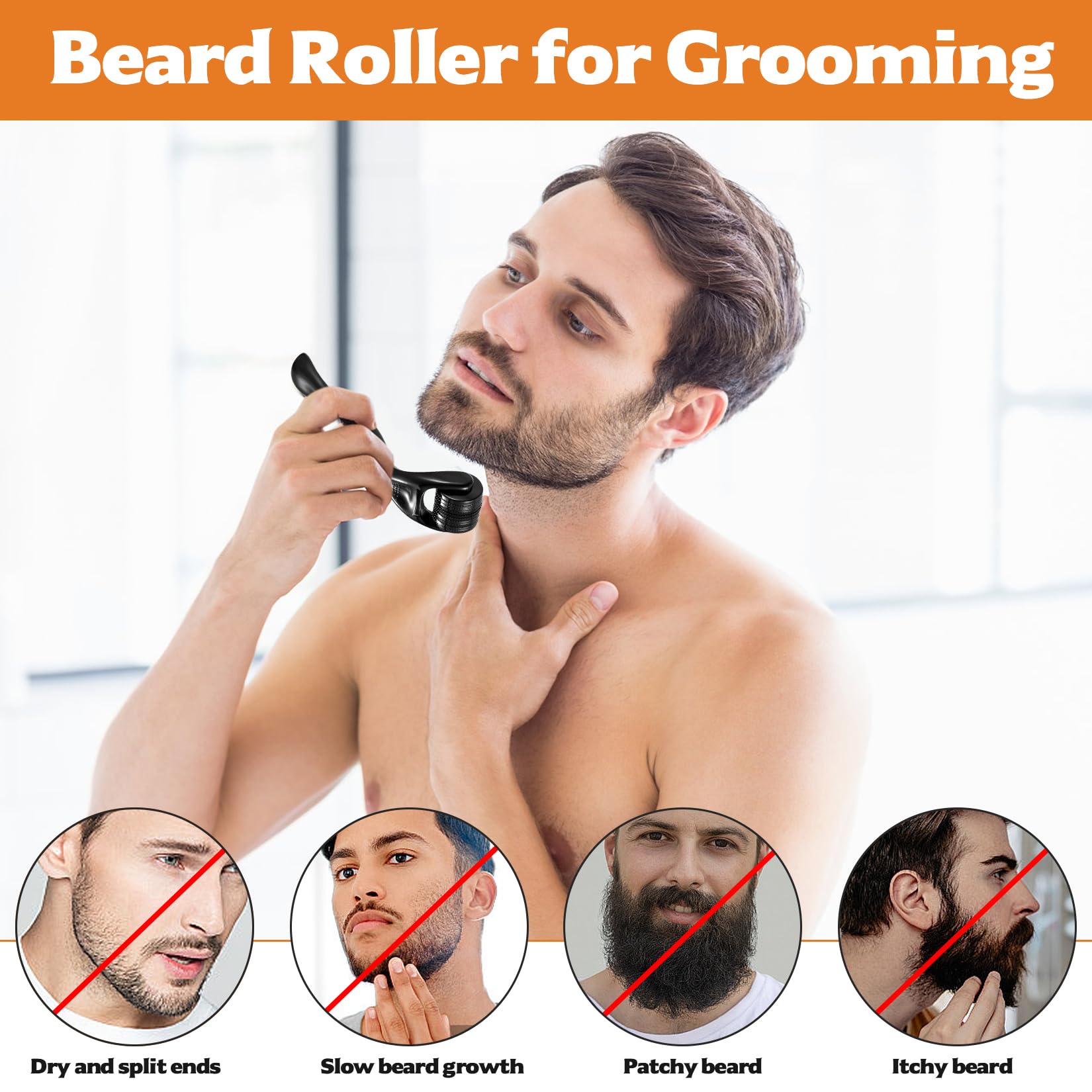 Bartroller 0.5mm, Bartroller Bartwuchs, für Dermaroller 0.75mm, Microneedling Roller, Mikronadelroller für Haut und Haarpflege, Gesicht und Körper, Männer Frauen, für Derma Roller Set