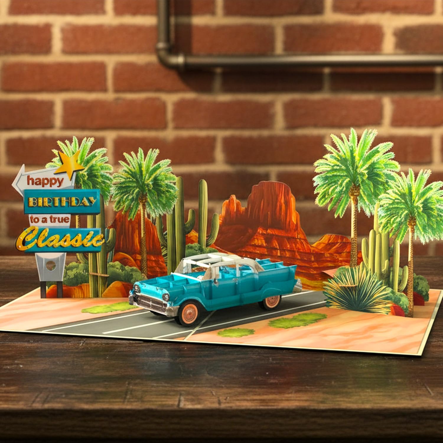 HEARTAGS- Pop Up Birthday Card for Men, Classic Car Birthday Pop Up Card For Dad, Husband, Brother, Son, Grandpa, 3D Popup Greeting Cards Size 6x8 inches Includes Message Note and Envelope - Image 5