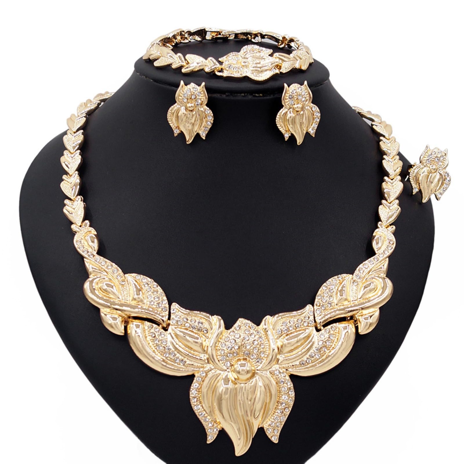 4 Pcs Brillentoweżki set do pani w zimnej smoczkowej szlachetności krawędź do rękawu, kolka do kątowania i parałek do okrągłych pierścieni do婚禮、晚宴、派對女士