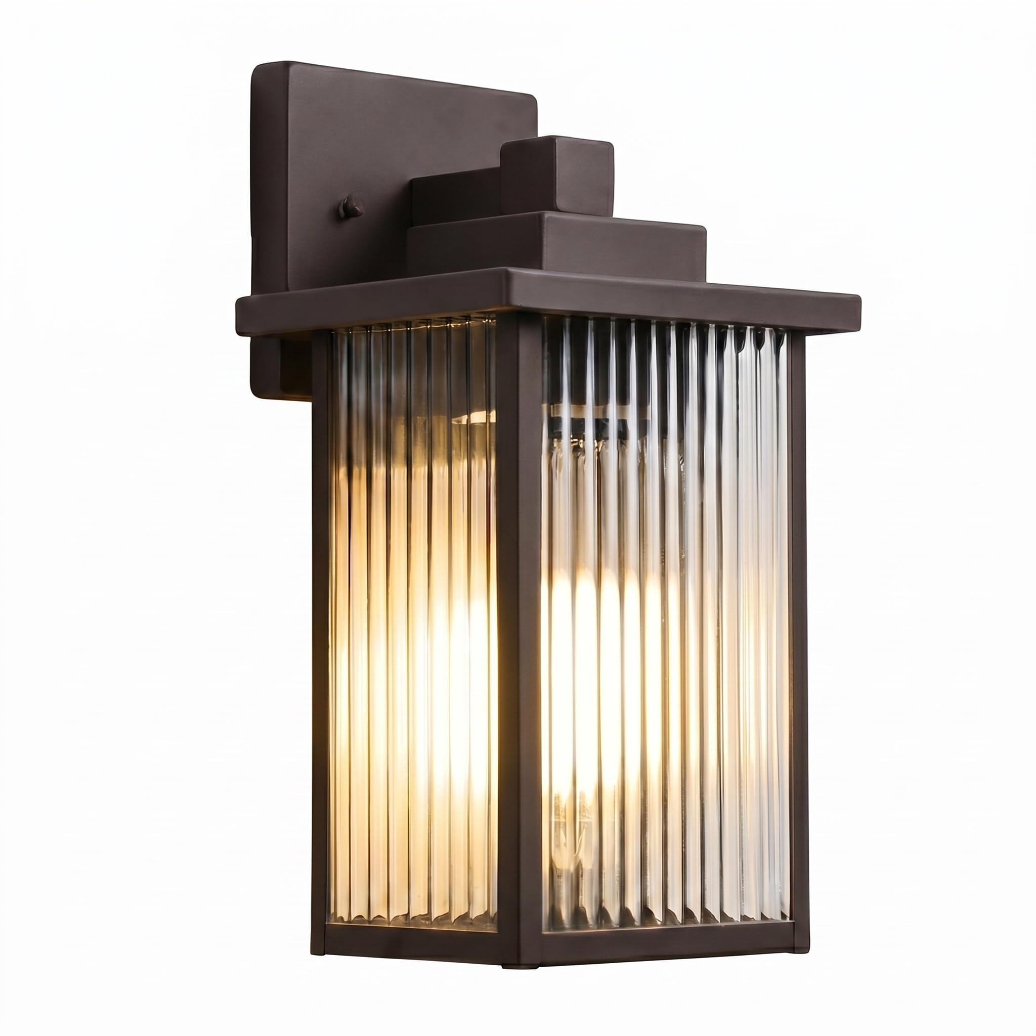 13" Oil-Rubbed Bronze Outdoor Wall Light, All-Metal Frame Porch Light