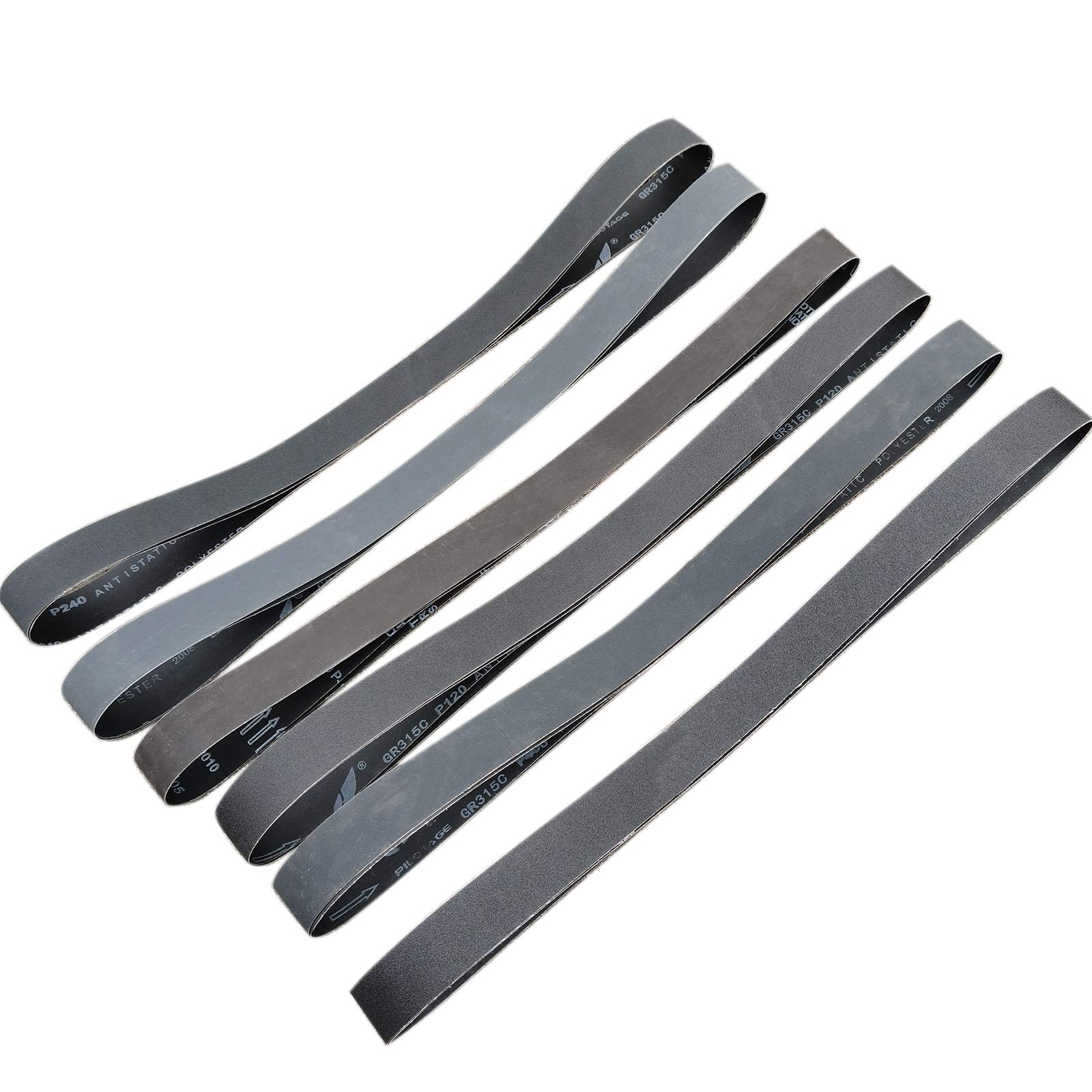 Surtido de 12 bandas de lijado de carburo de silicio de 5 x 183 cm, de grano 80, 120, 240, 400, 800, 1000 para afilar cuchillos y metalurgia.
