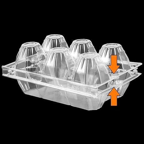 Miniatura 5 de HOIGON Paquete de 120 cajas de huevos de plástico transparente para 6 huevos, media docena de cartones de huevos con tapa, cartón de huevos vacíos