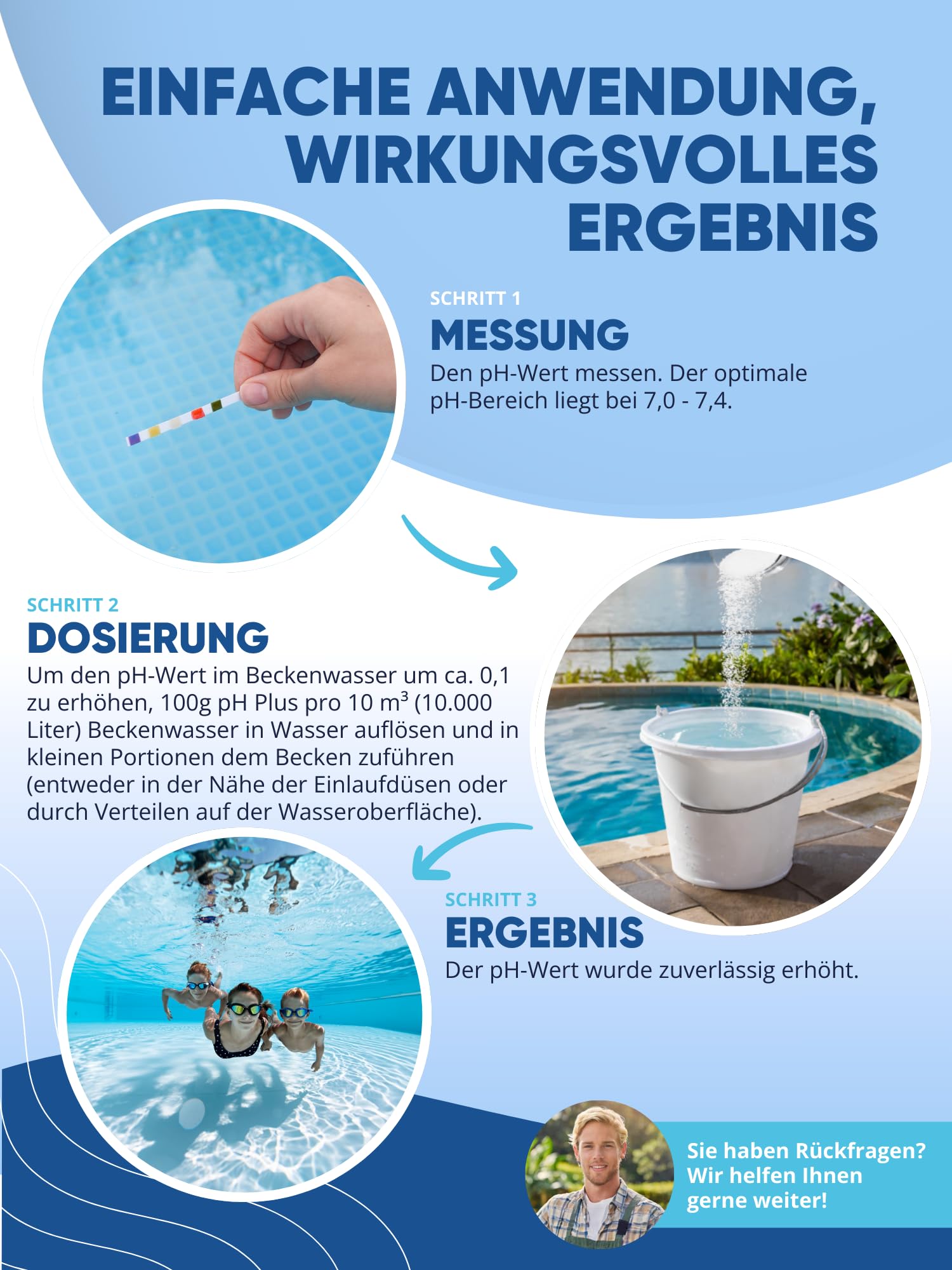 AGUALEVE® pH Plus Granulat 1kg *NEU* | hebt den pH-Wert punktgenau | für Pools, Aufstellpools, Whirlpools jeder Art und Größe | Markenqualität Made in Germany | mit Note 1,2 getestet