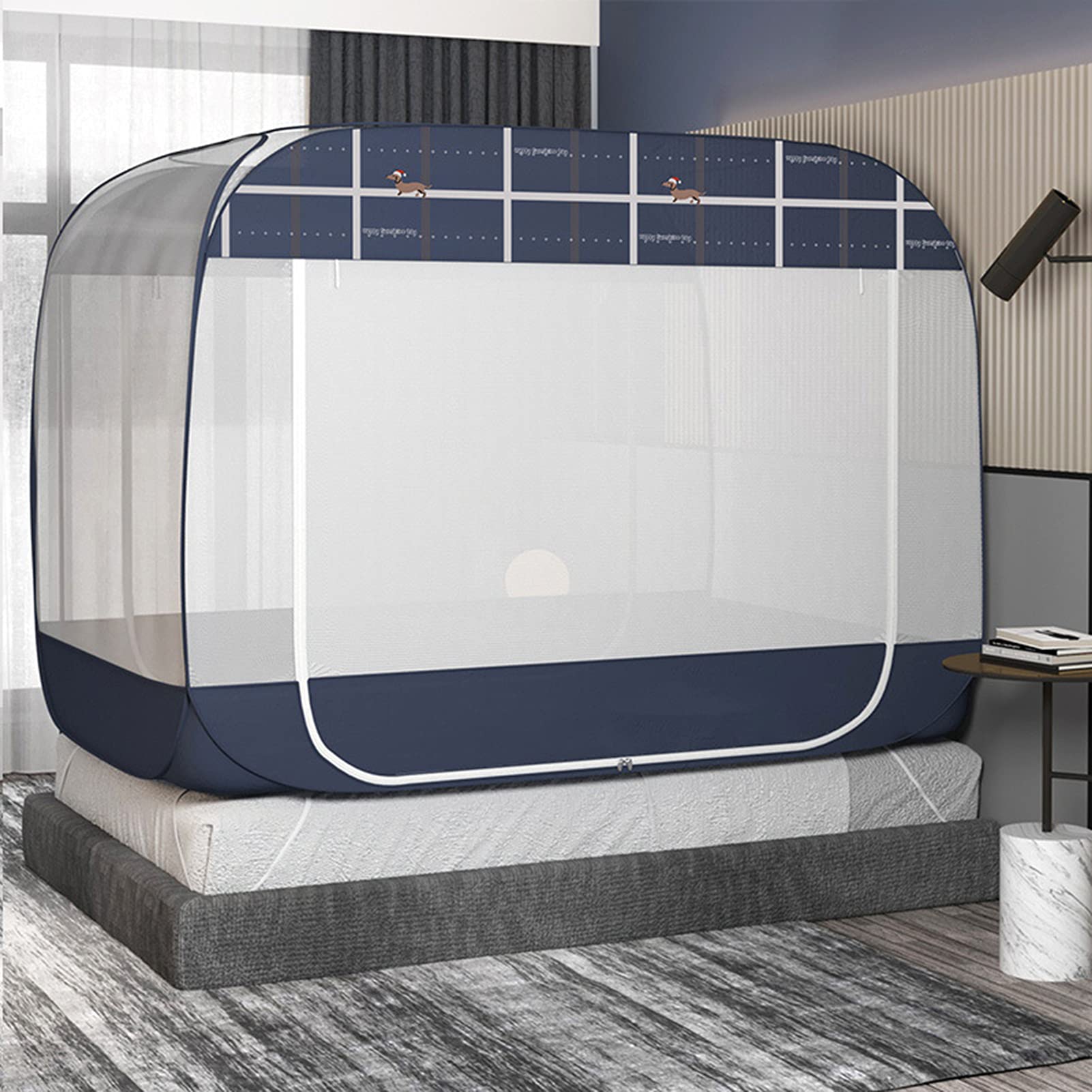 Mosquitera Plegable con Dosel para Cama, Doble Puerta, para Camping, con Cremallera, para Evitar Insectos, para Camas y dormitorios, A, 1,5 x 2,0 m