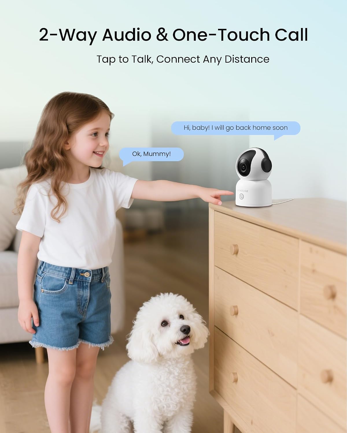 4K 8MP WiFi Camera, 360°Pan/Tilt Indoor Camera, 2-Way Talk, One-Touch Calling, Full-Color Night Vision in Low Light, Smart AI Detection, Auto Tracking, for Kids/Elderly/Pets, Black