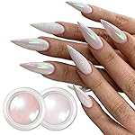 BORN PRETTY White Pearl Chrome Nail Powder And Chameleon Aurora Nail Powder Pigment Mermaid Pigment Pearl Glitter Dust Kit,Nail Art Decoration 2Boxes