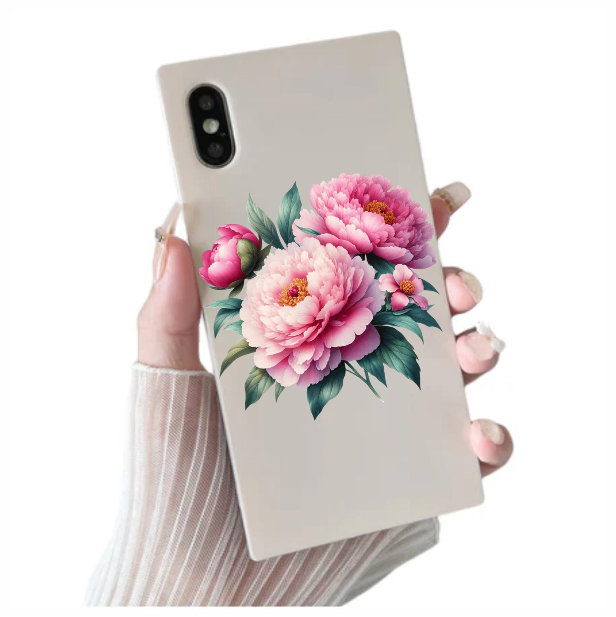 x4 Soft Pink Peony Flower Vinyl Stickers, Vibrant Blackout Waterproof Decals - Image 3
