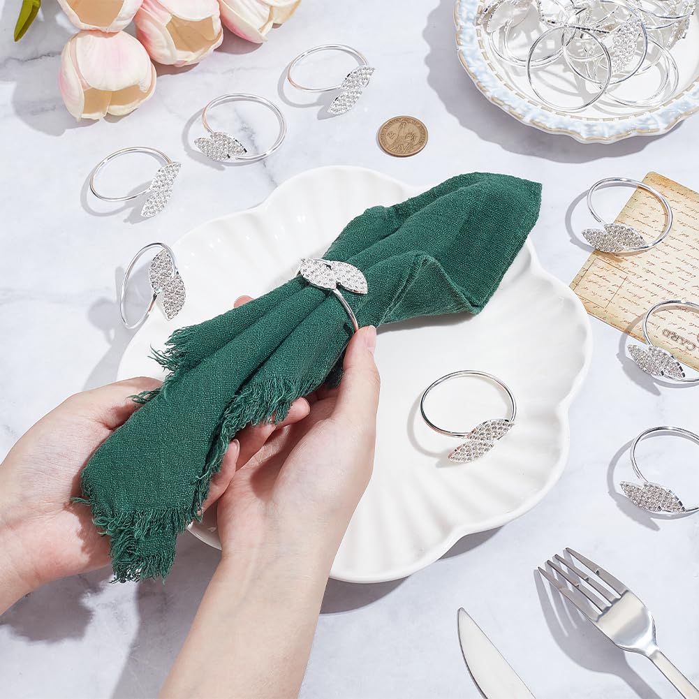 120 portatovaglioli luccicanti, con strass, a forma di foglia, per cena, banchetto, decorazione da tavolo, con strass, per gli ospiti, per il Ringraziamento, Natale, vacanze, feste di nozze