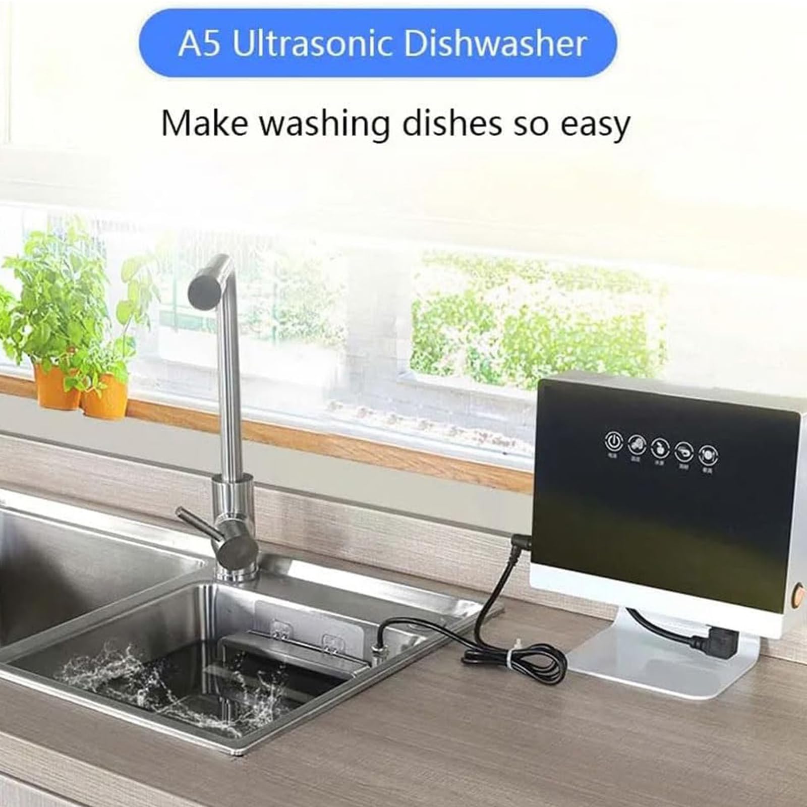 Przenośna zmywarka, wielofunkcyjna zmywarka do zlewu, 360 W, z automatyczną ochroną przed przeciążeniem, trwały plastik do naczyń, owoców i owoców morza - idealna do mieszkań i kempingu