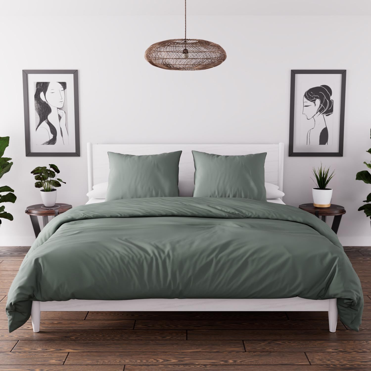 Intemporel Boemia Set Copripiumino Microfibra, Verde (Kaki), 260 x 240 cm