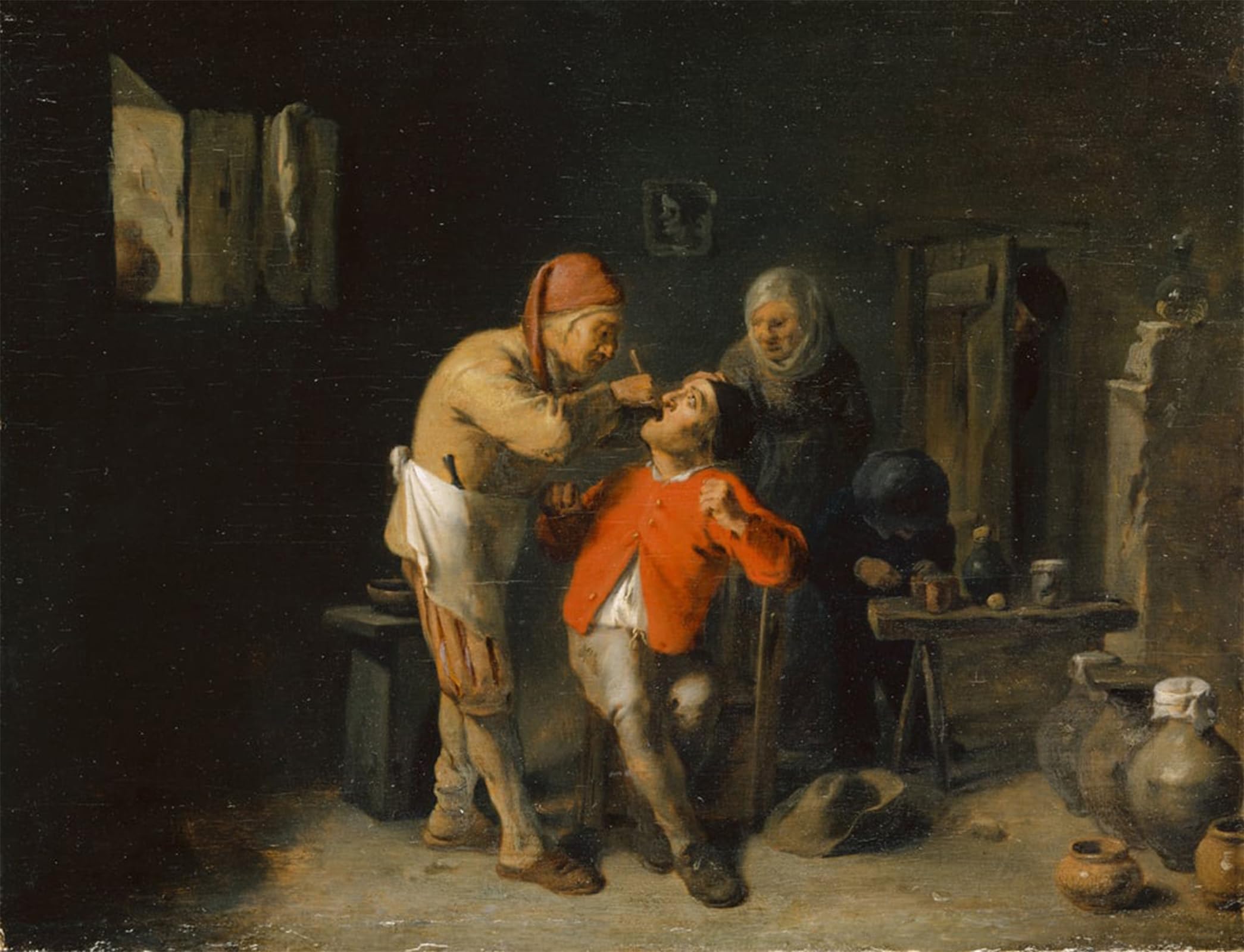 POSTERIIk Vintage Classic Picture Landscape Artwork At the Dentist by Adriaen Brouwer Portrait Canvas Painting for Office Home Decor 60x90cm