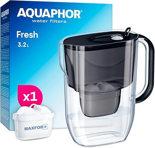 AQUAPHOR Fresh Carafe Filtrante avec (1) Filtre à Eau Maxfor+ (Noir)