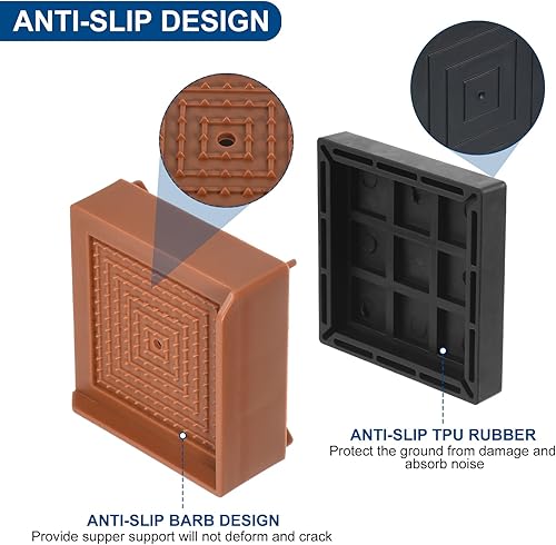 Miniatura 3 de uxcell Elevadores de muebles de 4.3 pulgadas, 4 piezas de elevadores cuadrados ajustables para sofá para extensor, para cama, escritorio, sofá,