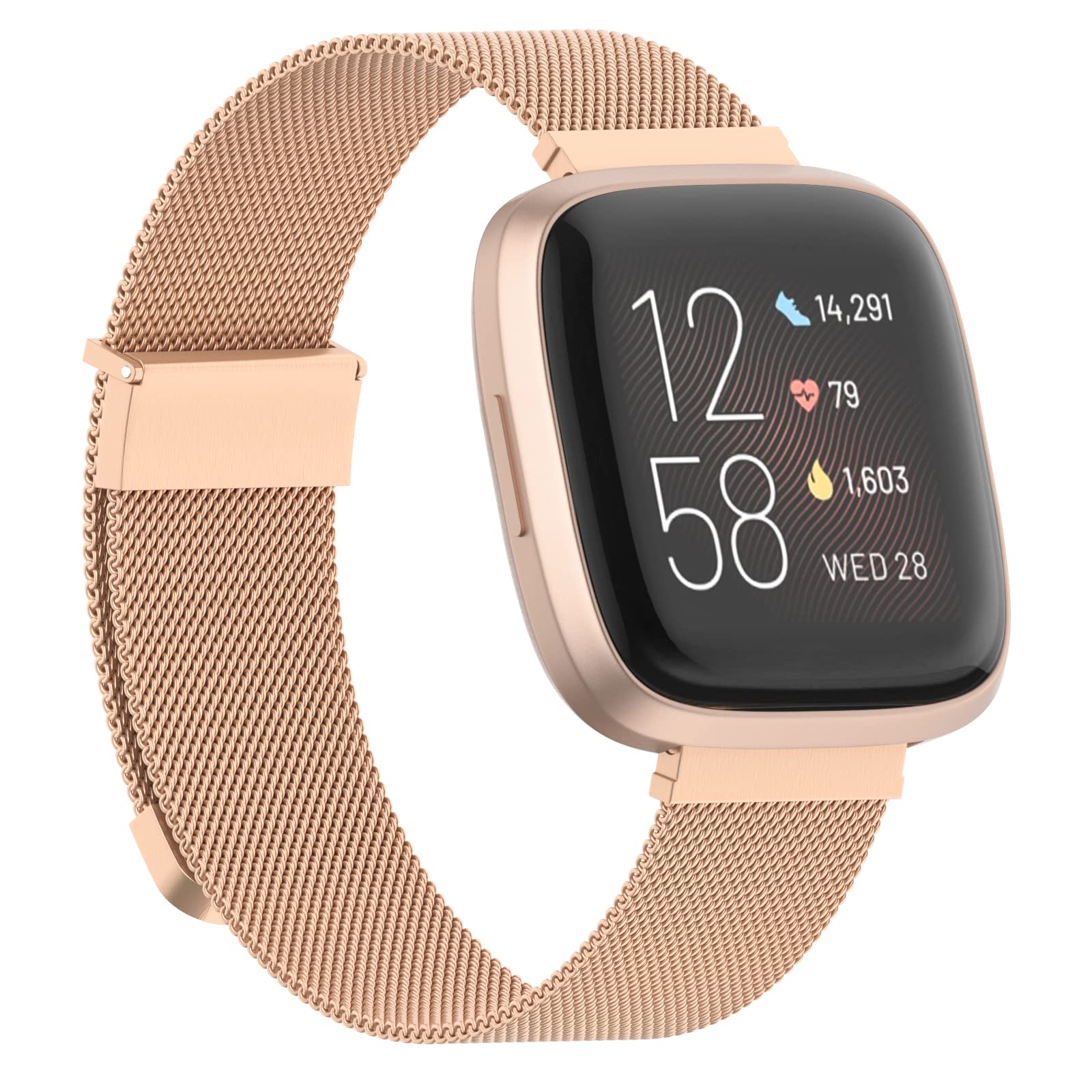 Magnetic Mesh Loop Band For Fitbit Charge 5/6 - No Buckle Stainless Steel Replacement Strap, Adjustable Clasp For Men & Women (Gold) - View #5