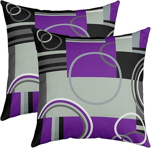 Juego de 2 fundas de almohada con diseño de remolinos abstractos de 20 x 20 pulgadas, modernas, color morado, negro y gris, fundas de almohada disponible en Yaxa Guatemala