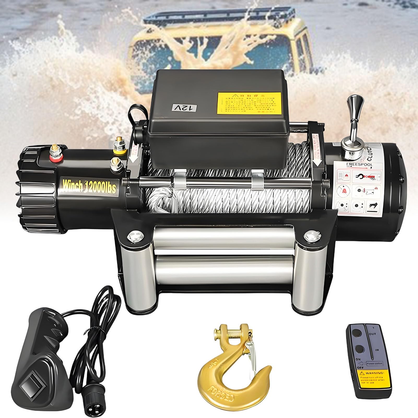 Kit de Treuil Électrique pour Quad/SSV 24V-4500LBS