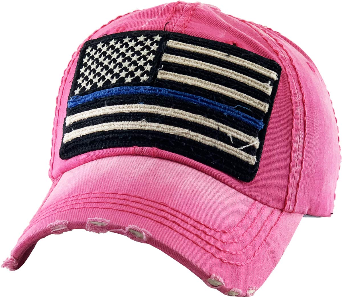 KBETHOS Flag USA America Military Thin Blue Line Thin Red Line Vintage Distressed Baseball Cap Dad Hat Unisex Adjustable…