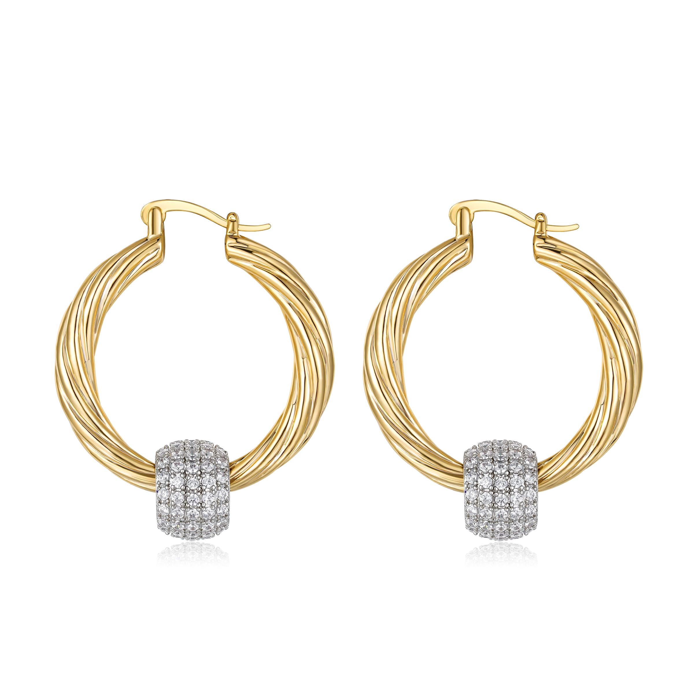 Large Gold Hoop Earrings With Balls THE BLING KINGPremium 9ct Gold