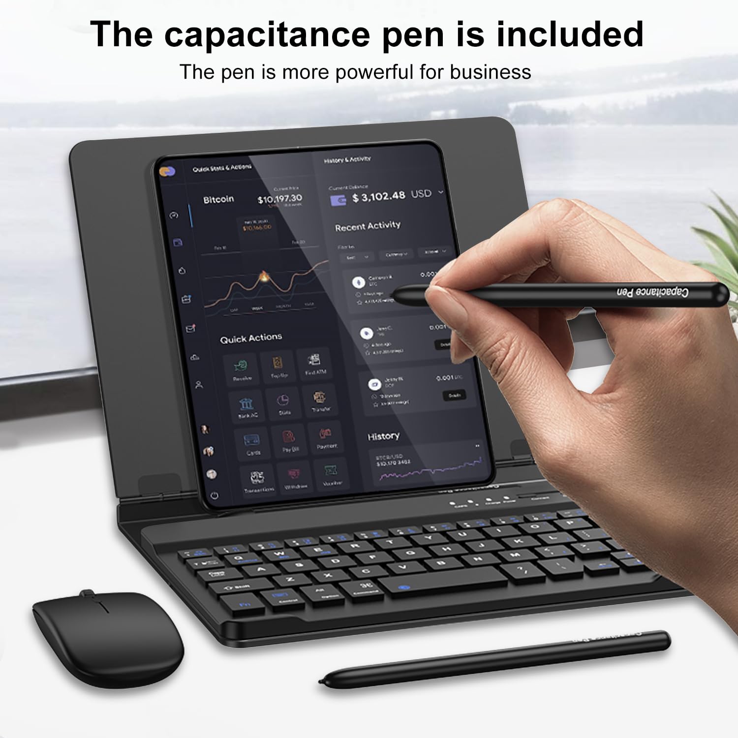 MOAITO for Samsung Galaxy Z Fold 5/4/3/2 Bluetooth Keyboard Case, Fully Foldable & Portable Phone Stand, Office Mobile Phone Stand Holder with S Pen and Bluetooth Mouse & Keyboard Set