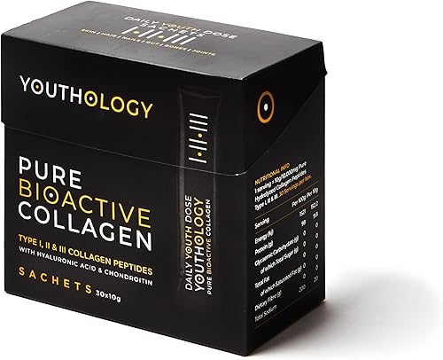 Youthology Polvo de colágeno bioactivo puro  Péptidos de colágeno tipo I, II y III con ácido hialurónico y condroitina (caja de bolsita (10.6 onzas) disponible en Yaxa Venezuela