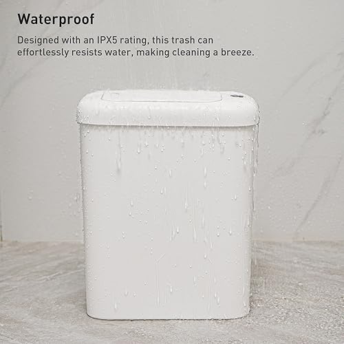 Miniatura 5 de EKO Basurero automático de baño con tapa, cubo de basura delgado sin contacto de 2.6 galones, contenedor de basura impermeable con sensor de
