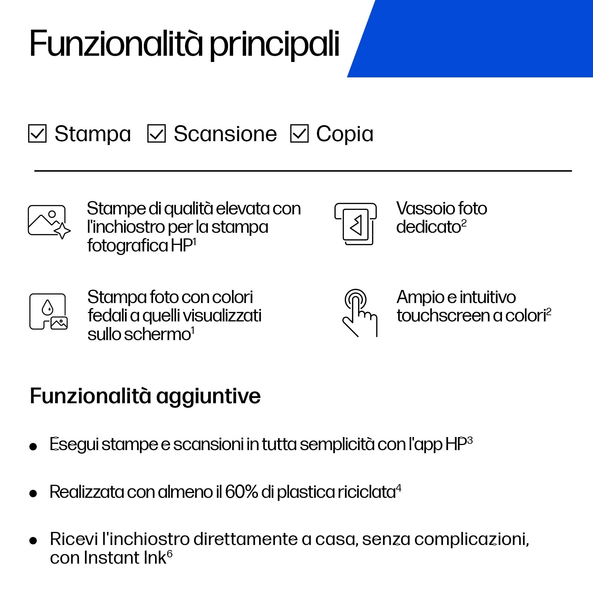 HP Envy Photo 7230 B63JVB, Stampante Multifunzione a Getto d'Inchiostro A4 a Colori, Foto, Fronte/Retro Automatico, 22 ppm, app, 3 Mesi di Inchiostro Instant Ink Inclusi, Bianca