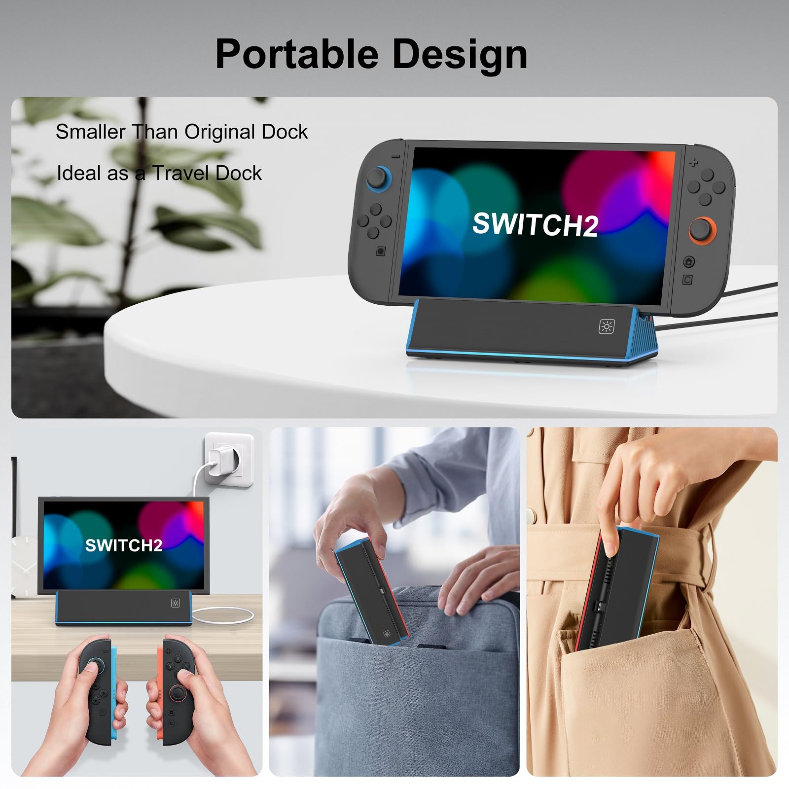 [Actualización 2026] Estación de acoplamiento Switch 2 con HDMI 2.1, HDR10+, soporte de refrigeración RGB, 2 puertos USB 3.0, actualización lista para viajar: alternativa oficial de la estación de