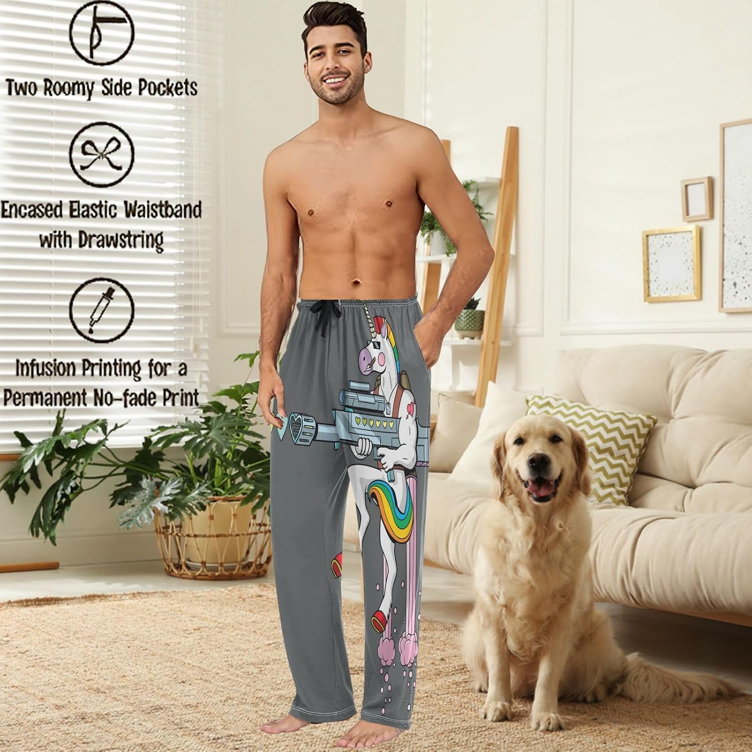 visesunny Stylish Men's Pajama Pants 100% Cotton Lounge Soft Warm Sleepwear Pants PJ Bottoms Drawstring and Pockets
