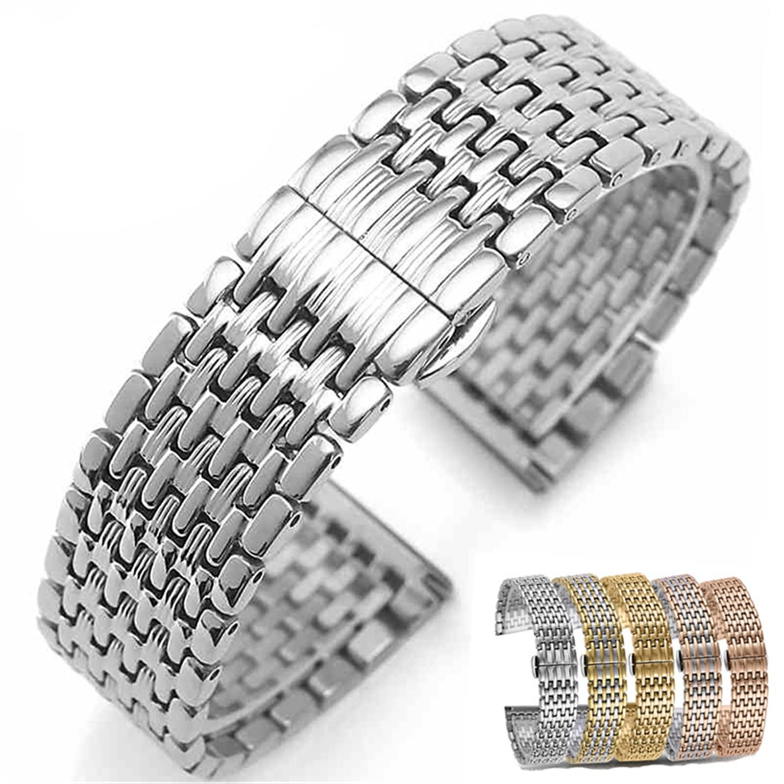 Correa de reloj de acero inoxidable con extremo recto, pulsera de Metal de liberación rápida de 12, 14, 16, 18, 20 y 22mm for hombres y mujeres