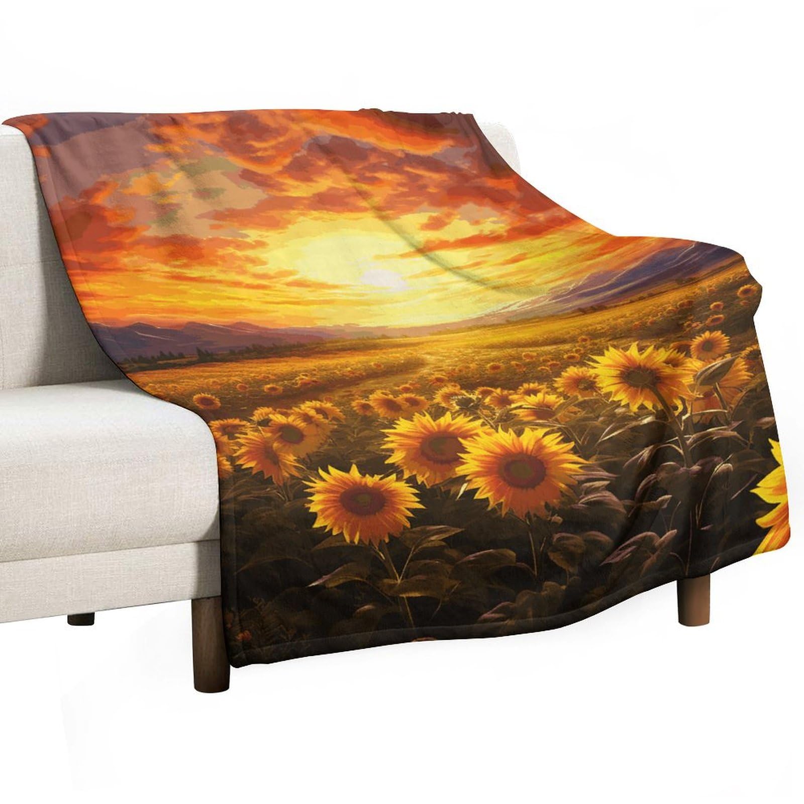 Couverture flanelle coucher de soleil pour des nuits douillettes