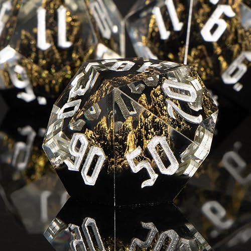 Miniatura 8 de KERWELLSI Sharp Edge - Juego de dados DND de resina, 7 piezas D&D, juego de dados de Calabozos y Dragones, dados poliédricos RPG, dados D y D D20