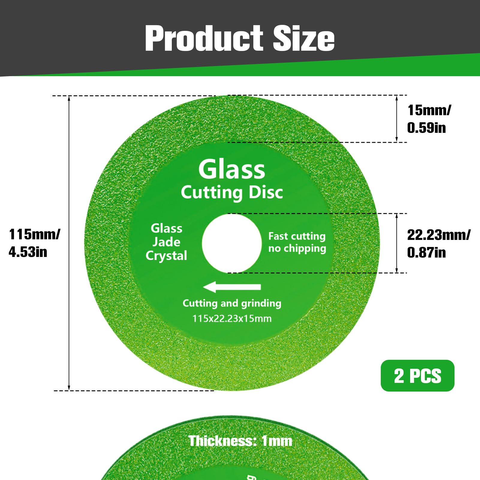 2 Pcs Glass Cutting Disc 115x15x22.23mm, Tile Cutting Disc Diamond Saw Cutting Blade Angle Grinder - Image 2